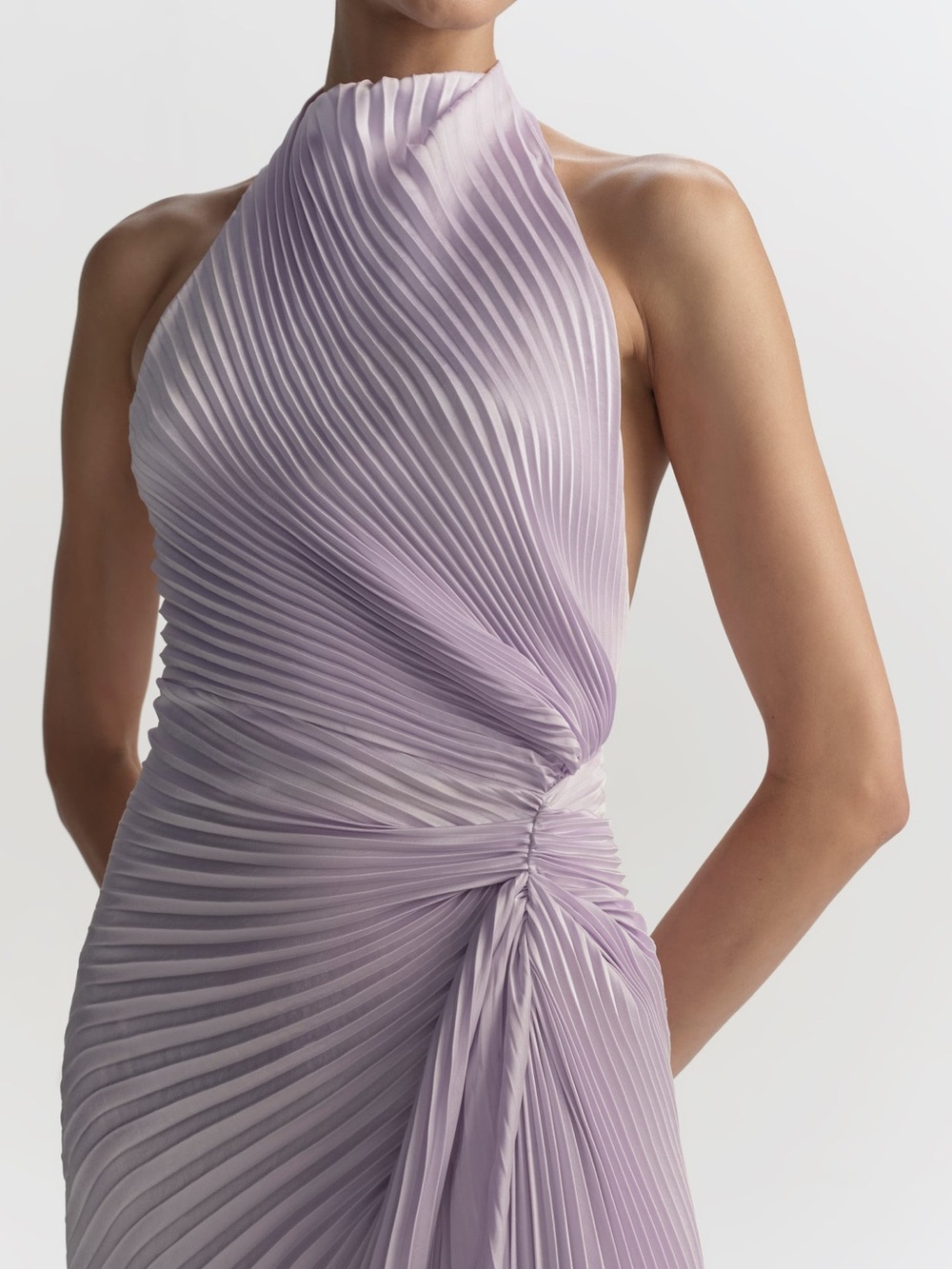 NWOT A.L.C. Romy Pleated Satin Gown in Lilac - Picture 3 of 10